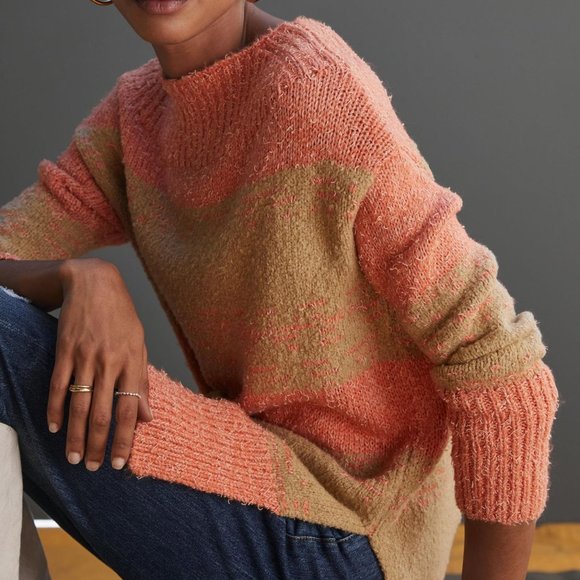 Pilcro Sweaters - Pilcro Rugby Tunic Sweater Pink Combo